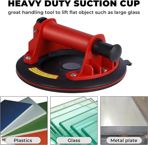 Glass Suction Cups, 2 Pack Heavy Duty Suction Cup Lifter with Vacuum Handle to Lift Large Glass for Tiles, Windows, Glass, 240 lbs Load Capacity, Carrying Case (8", Black) in Saudi Arabia