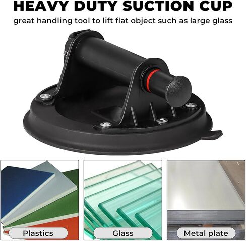 Glass Suction Cups, 2 Pack Heavy Duty Suction Cup Lifter with Vacuum Handle to Lift Large Glass for Tiles, Windows, Glass, 240 lbs Load Capacity, Carrying Case (8", Black) in Saudi Arabia