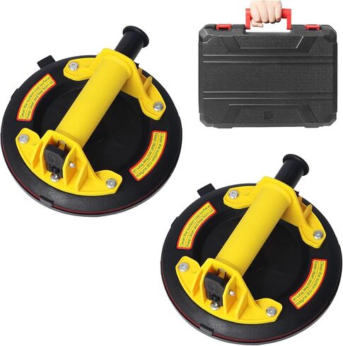 أكواب شفط زجاجية، عبوتان من أكواب الشفط شديدة التحمل مع مقبض فراغ لرفع الزجاج الكبير للبلاط والنوافذ والزجاج، سعة تحميل 240 رطل، حقيبة حمل (8 بوصة، أسود) in Kuwait