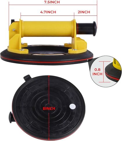 أكواب شفط زجاجية، عبوتان من أكواب الشفط شديدة التحمل مع مقبض فراغ لرفع الزجاج الكبير للبلاط والنوافذ والزجاج، سعة تحميل 240 رطل، حقيبة حمل (8 بوصة، أسود) in Kuwait