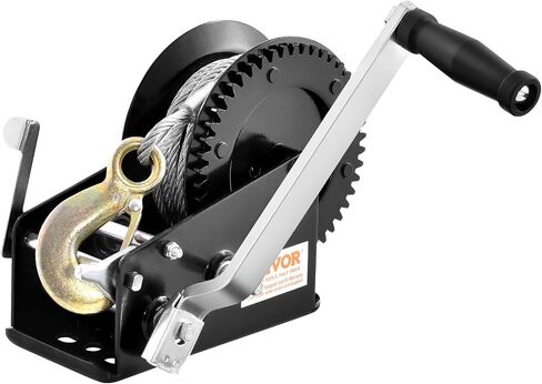 VEVOR Hand Crank Winch, 3500 lbs Steel Cable, Boat Trailer Winch Heavy Duty 33 ft Steel Wire Cable and Two-Way Ratchet, Manual Operated for Trailer, Boat or ATV Towing in Saudi Arabia