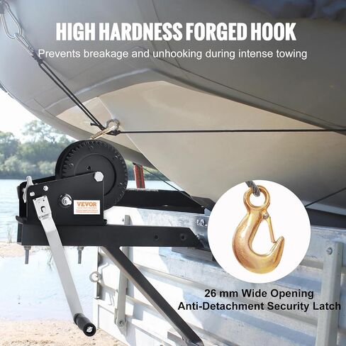 VEVOR Hand Crank Winch, 3500 lbs Steel Cable, Boat Trailer Winch Heavy Duty 33 ft Steel Wire Cable and Two-Way Ratchet, Manual Operated for Trailer, Boat or ATV Towing in Saudi Arabia