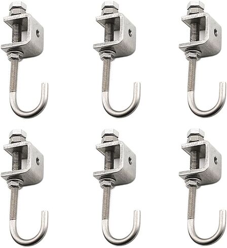 مشابك I-Beam مع خطافات؛ C المشبك هوك الفولاذ المقاوم للصدأ. خطافات مشبك الأنابيب للتعليق؛ خطاف مشبك الترباس. خطافات لاستخدام الزاوية المشقوقة في المجلفن (6 قطع) in Kuwait