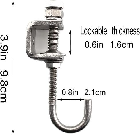 مشابك I-Beam مع خطافات؛ C المشبك هوك الفولاذ المقاوم للصدأ. خطافات مشبك الأنابيب للتعليق؛ خطاف مشبك الترباس. خطافات لاستخدام الزاوية المشقوقة في المجلفن (6 قطع) in Kuwait