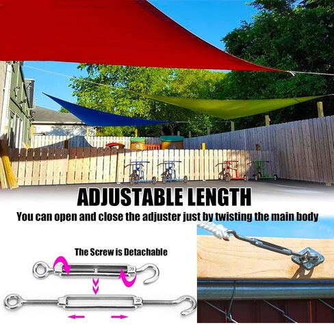 Turnbuckles Hook, Reedny 304 Stainless Steel Turnbuckle Heavy Duty M4 M6 M8 Hook and Eye Turnbuckle for Cables Wire Rope Tension 5/32" 1/4" 5/16" for Sun Shade Fence Tent Rope Installation(M6, 4Pcs) in Kuwait
