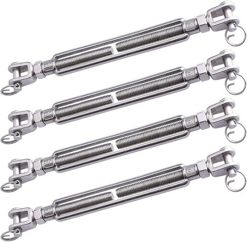 1/2 x 6.5 Inch SS Jaw and Jaw Turnbuckles M12 Turnbuckle, 304 Stainless Steel, 2200 lbs Load (4PCS) in Saudi Arabia