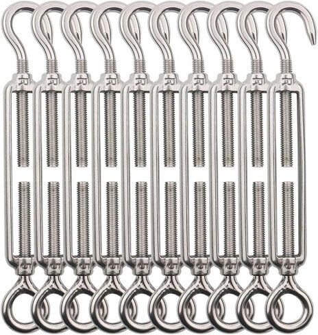 TooTaci Turnbuckle Eye and Eye,M5 Stainless Steel Turnbuckle Wire Tensioner,10pcs Small Turnbuckle Eye to Eye,Turnbuckles for Cable Wire,Cable Tightener for Wire Rope Tension in Saudi Arabia