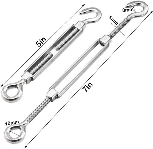 TooTaci Turnbuckle Eye and Eye,M5 Stainless Steel Turnbuckle Wire Tensioner,10pcs Small Turnbuckle Eye to Eye,Turnbuckles for Cable Wire,Cable Tightener for Wire Rope Tension in Saudi Arabia