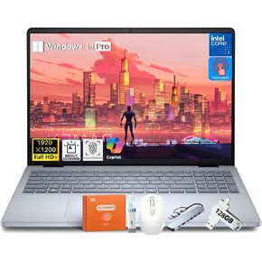 Dell Inspiron 16 Business Laptop PC, 16" FHD+ Touchscreen, Intel 10-Core 7 150U (5.4 GHz Turbo), 64 GB DDR5, 4 TB SSD, Backlit Keyboard, Fingerprint Reader, Wi-Fi 6E, 1080p FHD Webcam, Windows 11 Pro in Kuwait