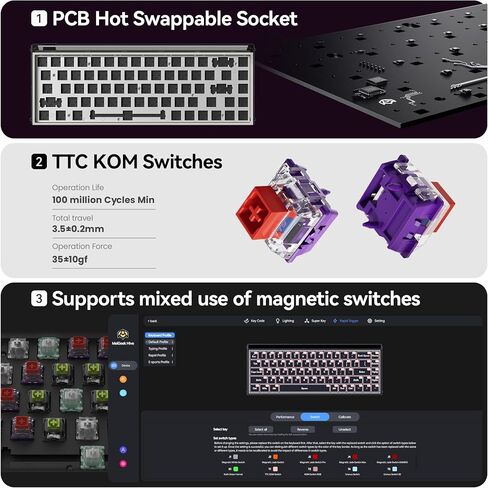MelGeek MADE68 Ultra+ Wired Keyboard, Hall Effect Magnetic Switch Gaming Keyboard, 65% Compact Rapid Trigger, Hot-Swappable, RGB Snap Tap & Adjustable Actuation, HIVE Custom, Aluminum Case-Jelly Pink in Saudi Arabia