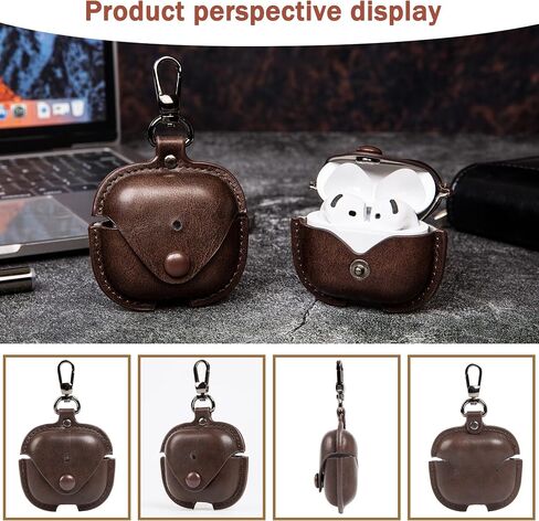 بالنسبة إلى Apple Airpods الجيل الرابع (2024) ، فإن غطاء حالة PU على الطراز الرجعية الأنيق مع سلسلة المفاتيح ، يدعم الشحن اللاسلكي ، ويتميز برؤية LED الأمامية لفحص الحالة السهل (القهوة) in Kuwait