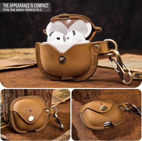AirPods 4 (2024) Leather Case Cover, Fits Standard and ANC (Coffee) in Kuwait