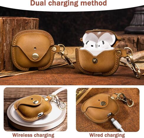 AirPods 4 (2024) Leather Case Cover, Fits Standard and ANC (Coffee) in Kuwait