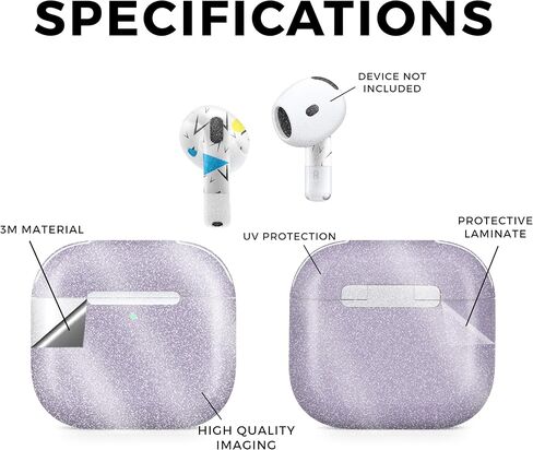 Glossy Glitter (2 Pack) سماعة الرأس متوفرة مع Apple Airpods 4 - الفهد الوردي - Premium 3M فينيل الواقية غطاء ملصق - سهلة تطبيق | مصنوع في الولايات المتحدة الأمريكية من قبل Mayyskins in Kuwait