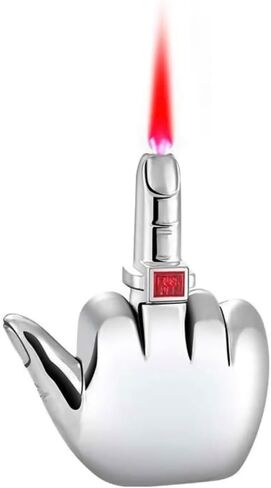 Middle Finger Novelty Lighter, Funny Lighter Rude, Cool Lighters (Silver) in Kuwait