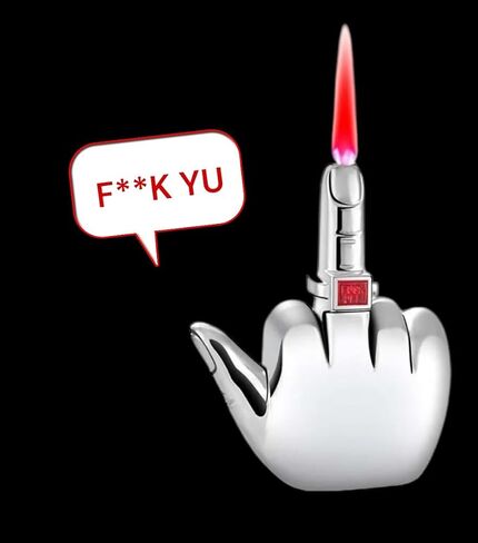Middle Finger Novelty Lighter, Funny Lighter Rude, Cool Lighters (Silver) in Kuwait