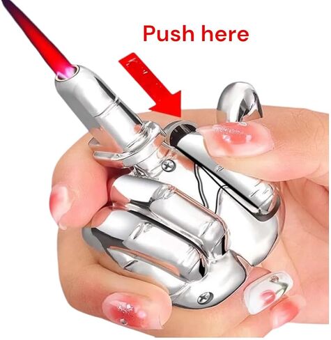 Middle Finger Novelty Lighter, Funny Lighter Rude, Cool Lighters (Silver) in Kuwait
