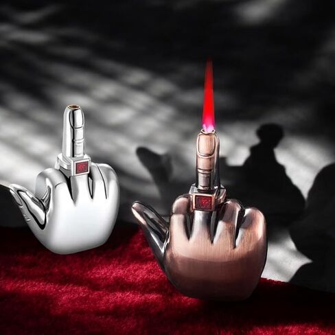 Middle Finger Novelty Lighter, Funny Lighter Rude, Cool Lighters (Silver) in Kuwait