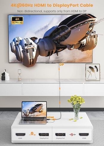 محول FOINNEX HDMI إلى DisplayPort، وليس HDMI ثنائي الاتجاه لمنفذ العرض، فقط من مخرج HDMI إلى مدخل DP 4K@60 هرتز HDMI ذكر إلى محول أنثى لمنفذ العرض للكمبيوتر، والشاشة، وPS4، وXbox، وNS in Kuwait