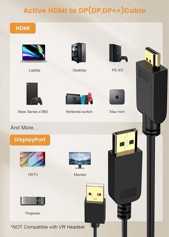 محول FOINNEX HDMI إلى DisplayPort، وليس HDMI ثنائي الاتجاه لمنفذ العرض، فقط من مخرج HDMI إلى مدخل DP 4K@60 هرتز HDMI ذكر إلى محول أنثى لمنفذ العرض للكمبيوتر، والشاشة، وPS4، وXbox، وNS in Kuwait