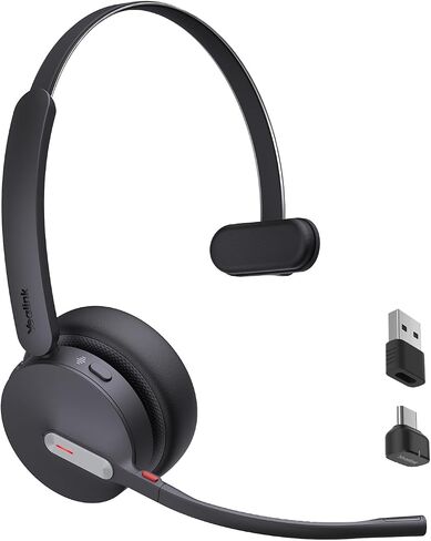 سماعة Bluetooth اللاسلكية Yealink BH70 Mono UC مع الميكروفون للعمل ، تصل إلى 35 ساعة من عمر البطارية ، إلغاء الضوضاء 3-Mic ، وسماعات عمل خفيفة الوزن 91G للمكتب المفتوح ، USB-C إلى A (متجدد) in Saudi Arabia