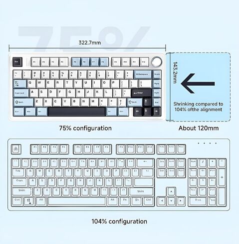 x Aula F75 Gasket Mechanical Keyboard, 75% Wireless Hot Swappable Gaming Keyboard with Five-Layer Padding&Knob, Bluetooth/2.4GHz/USB-C, RGB (Black Gradient, LEOBOG Reaper Switch) in Kuwait