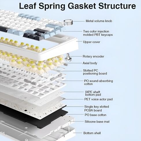 x Aula F75 Gasket Mechanical Keyboard, 75% Wireless Hot Swappable Gaming Keyboard with Five-Layer Padding&Knob, Bluetooth/2.4GHz/USB-C, RGB (Black Gradient, LEOBOG Reaper Switch) in Kuwait