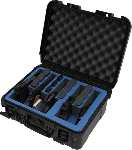 Gun Case 5 Pistol & 12 Magazine Pre-Cut Shockproof Waterproof Hard Shell Handgun Cases with Desiccant, TSA Approved Travel Pistol Case in Saudi Arabia