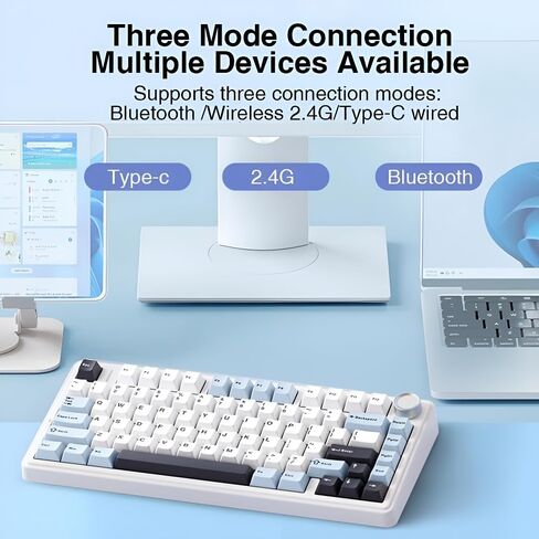 x Aula F75 Gasket Mechanical Keyboard, 75% Wireless Hot Swappable Gaming Keyboard with Five-Layer Padding&Knob, Bluetooth/2.4GHz/USB-C, RGB (Black Gradient, LEOBOG Reaper Switch) in Kuwait