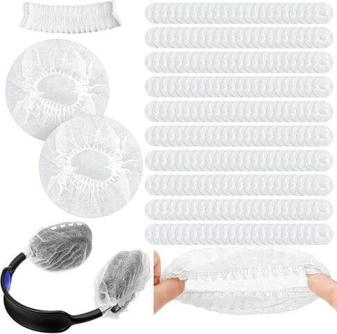500 Pieces Disposable Earphone Covers, Headphone Covers Bulk Non-Woven Earpad Cover Sweatproof Sanitary Ear Cover Stretch Earphone Earcup Protector (White 11cm) in Saudi Arabia
