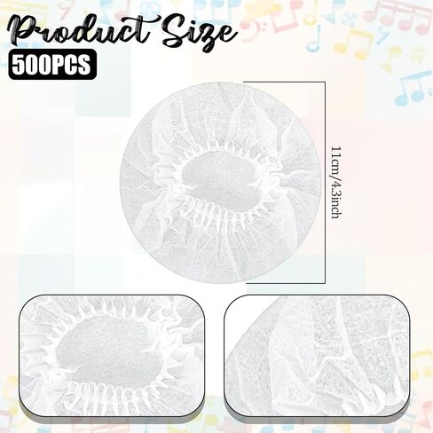 500 Pieces Disposable Earphone Covers, Headphone Covers Bulk Non-Woven Earpad Cover Sweatproof Sanitary Ear Cover Stretch Earphone Earcup Protector (White 11cm) in Saudi Arabia