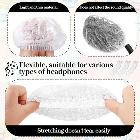 500 Pieces Disposable Earphone Covers, Headphone Covers Bulk Non-Woven Earpad Cover Sweatproof Sanitary Ear Cover Stretch Earphone Earcup Protector (White 11cm) in Saudi Arabia