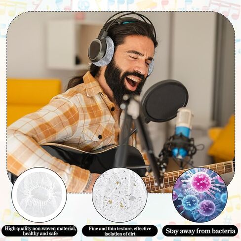 500 Pieces Disposable Earphone Covers, Headphone Covers Bulk Non-Woven Earpad Cover Sweatproof Sanitary Ear Cover Stretch Earphone Earcup Protector (White 11cm) in Saudi Arabia