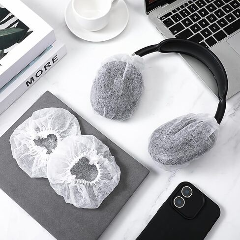 500 Pieces Disposable Earphone Covers, Headphone Covers Bulk Non-Woven Earpad Cover Sweatproof Sanitary Ear Cover Stretch Earphone Earcup Protector (White 11cm) in Saudi Arabia