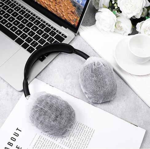 500 Pieces Disposable Earphone Covers, Headphone Covers Bulk Non-Woven Earpad Cover Sweatproof Sanitary Ear Cover Stretch Earphone Earcup Protector (White 11cm) in Saudi Arabia