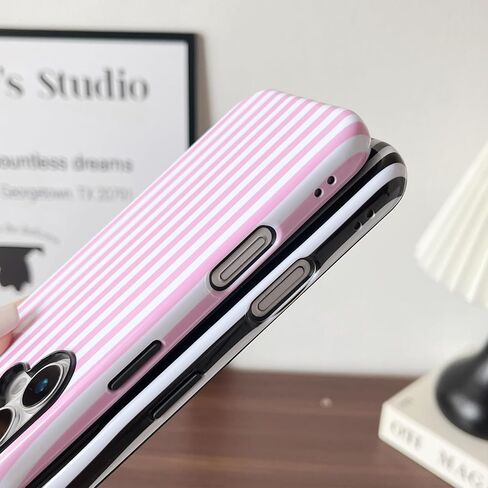 Longlayss متوافق مع حافظة iPhone 16 Plus، حافظة هاتف مخططة جمالية لطيفة للنساء والفتيات، غطاء واقٍ نحيف مقاوم للصدمات من مادة TPU والكمبيوتر الصلب (وردي فاقع) in Kuwait