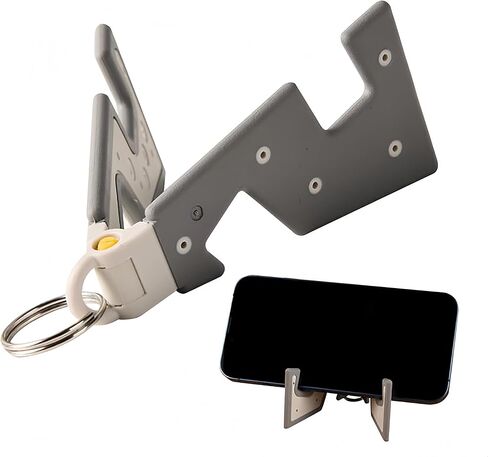 1PC حامل الهاتف لـ iPhone iPad-منظم مكتب متعدد الزوايا قابل للطي وغير قاطع مع سلسلة مفاتيح ، رمادية in Saudi Arabia