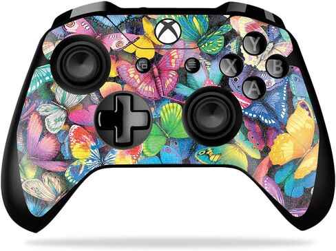 MightySkins Glossy Glitter Skin for Microsoft Xbox One X Controller - Butterfly Party | Protective, Durable High-Gloss Glitter Finish | Easy to Apply, Remove, and Change Styles | Made in The USA in Saudi Arabia