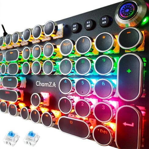 لوحة مفاتيح Multimedia Multimedia Mechanical Gaming PC W/ مقبض التبديل الرجعية الآلة الكاتبة للألعاب الميكانيكية لوحة مفاتيح PC RGB W/ 104 KEYS K820 - أبيض in Kuwait