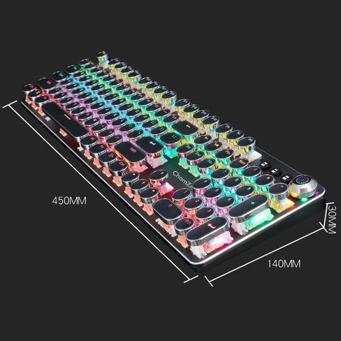 لوحة مفاتيح Multimedia Multimedia Mechanical Gaming PC W/ مقبض التبديل الرجعية الآلة الكاتبة للألعاب الميكانيكية لوحة مفاتيح PC RGB W/ 104 KEYS K820 - أبيض in Kuwait