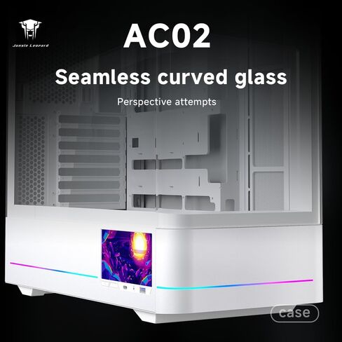 Jungle Leopard AC-02 Digital ATX PC Gaming Computer Case | 5.5 بوصة شاشة وتطبيق LCD متكاملة | Mid Tower Culle View Plane Dual Glass Glass | لوحات جانبية قابلة للإزالة | للحصول على Micro-ATX ITX (أسود) in Kuwait