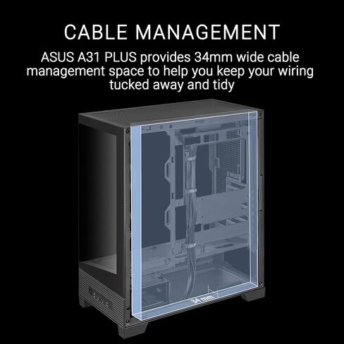 ASUS A31 Plus Black ATX case (Hidden-Connector motherboards, 360mm radiators and 380mm Graphics Cards, with Black or White Color Options, Four pre-Installed ARGB Fans, Clean Cable Management) in Saudi Arabia