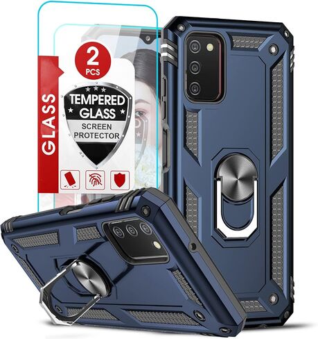 LeYi for Samsung Galaxy-A05-Phone Case, Samsung A05 Case with Glass Screen Protector and Camera Lens Protector, Heavy Duty Rugged Protective Case Cover with Kickstand Funda para Galaxy AO5, Blue in Saudi Arabia
