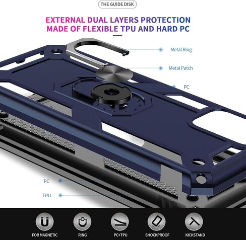 LeYi for Samsung Galaxy-A05-Phone Case, Samsung A05 Case with Glass Screen Protector and Camera Lens Protector, Heavy Duty Rugged Protective Case Cover with Kickstand Funda para Galaxy AO5, Blue in Saudi Arabia