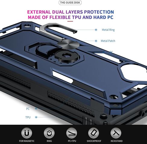 LeYi for Samsung Galaxy-A05-Phone Case, Samsung A05 Case with Glass Screen Protector and Camera Lens Protector, Heavy Duty Rugged Protective Case Cover with Kickstand Funda para Galaxy AO5, Blue in Saudi Arabia
