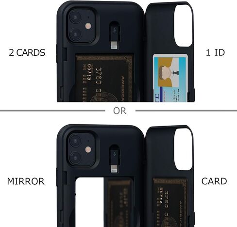 TORU CX PRO for iPhone 11 Case Wallet | Protective Shockproof Heavy Duty Cover with Hidden Card Holder & Card Slot |Wrist Strap, Lightning Adapter Mirror Included - Black in Kuwait