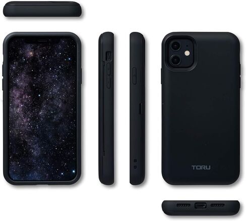 TORU CX PRO for iPhone 11 Case Wallet | Protective Shockproof Heavy Duty Cover with Hidden Card Holder & Card Slot |Wrist Strap, Lightning Adapter Mirror Included - Black in Kuwait