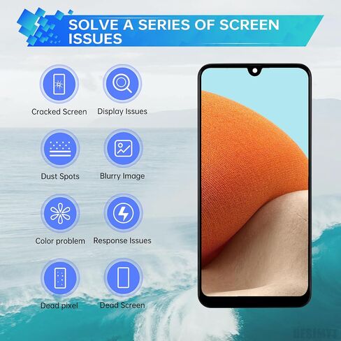for Samsung Galaxy A32 Screen Replacement with Frame LCD Display Touch Digitizer Full Assembly and Side Button Ear Speaker Vibration Motor Glass Repair Tools Kit SM-A325F (A325F A325M A325N) in Saudi Arabia