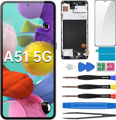 لاستبدال شاشة Samsung Galaxy A51 AMOLED مع إطار عرض أرقام لمسة لمجموعة كاملة. in Kuwait