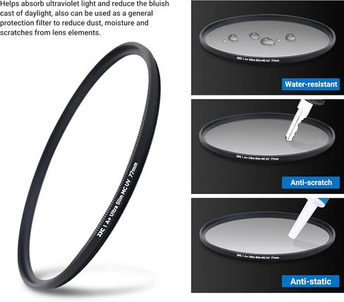JJC 43mm UV Filter & Lens Cap Cover for Fuji Fujifilm XF 35mm F/2 R WR ، XF 30mm F/2.8 R LM WR ، XF 23mm F/2 R WR لـ Canon RF 50mm F/1.8 STM ، EF-M 22MM F/2 STM ومزيد in Saudi Arabia